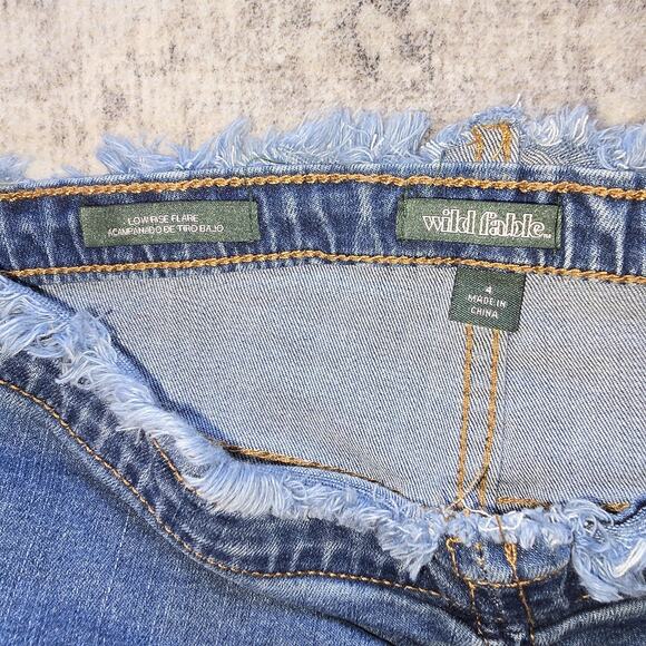 Wild Fable Jeans Womens 4 Low-Rise Flare Flare Raw Hem Bohemian Festival Hippie - Picture 4 of 12